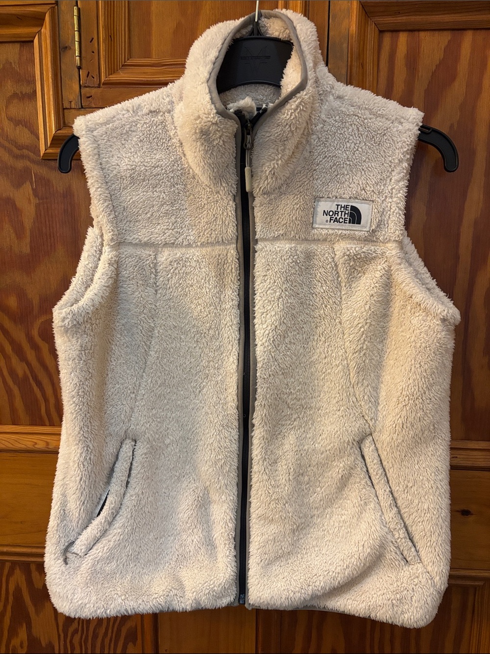 The North Face Cream Sherpa Vest with Zip Pockets